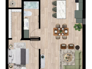 UNIT B - Rendered Floor Plan